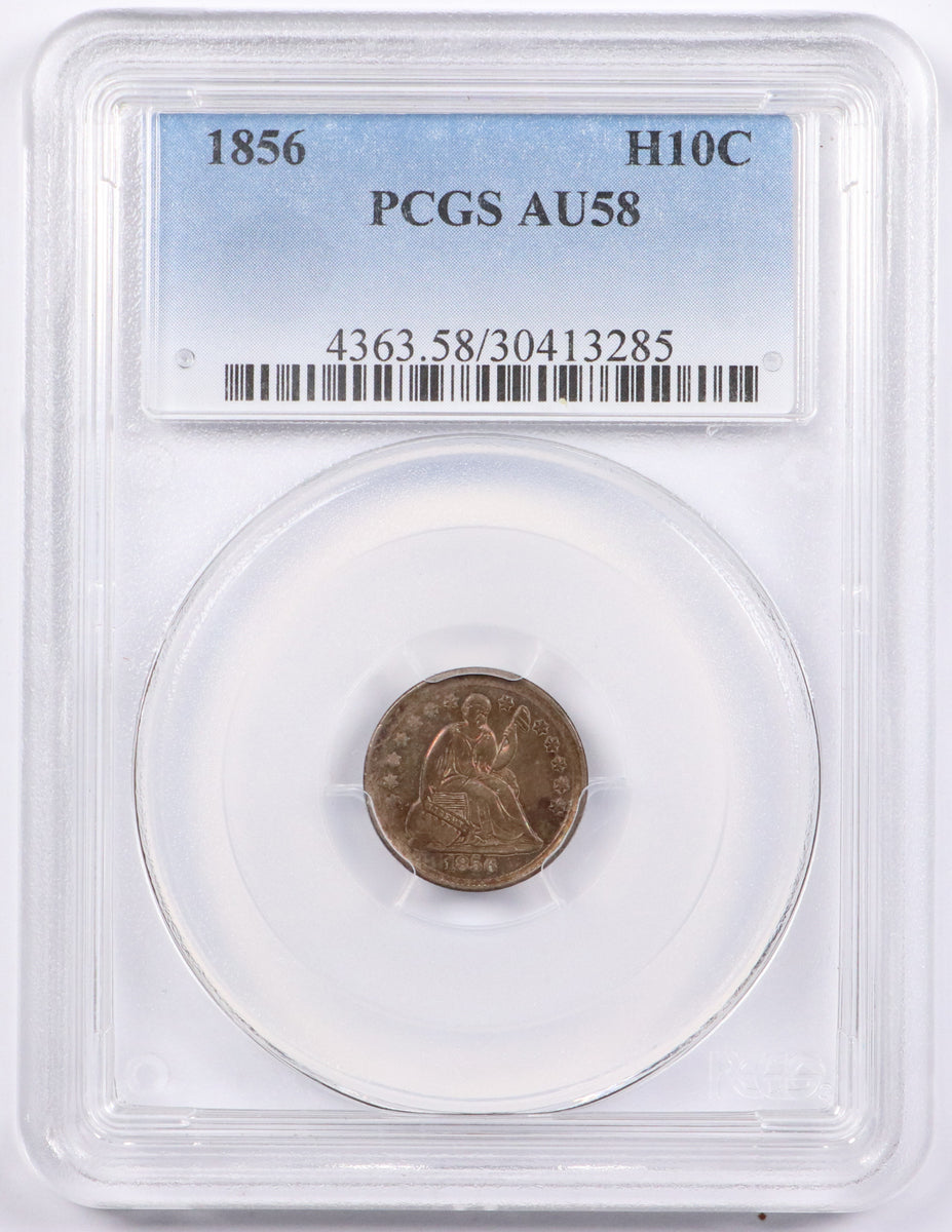 1856 With Arrows Seated Liberty Half Dime PCGS AU58
