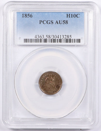 1856 With Arrows Seated Liberty Half Dime PCGS AU58