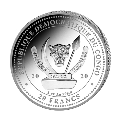 2020 Prehistoric Life T-Rex 1 Oz Silver - Congo - Brilliant Uncirculated