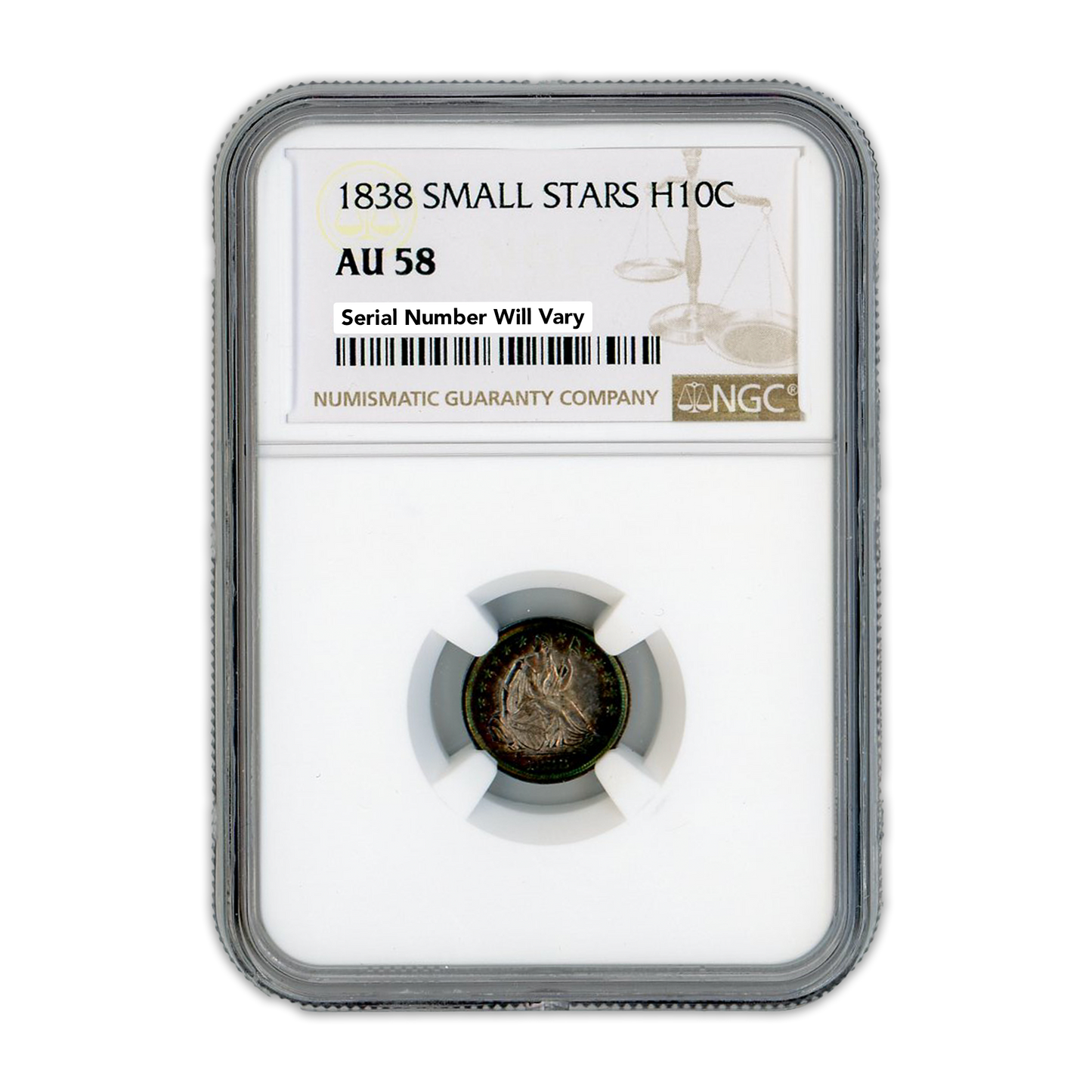 1838 Seated Liberty Half Dime Small Stars NGC AU58