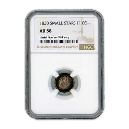 1838 Seated Liberty Half Dime Small Stars NGC AU58