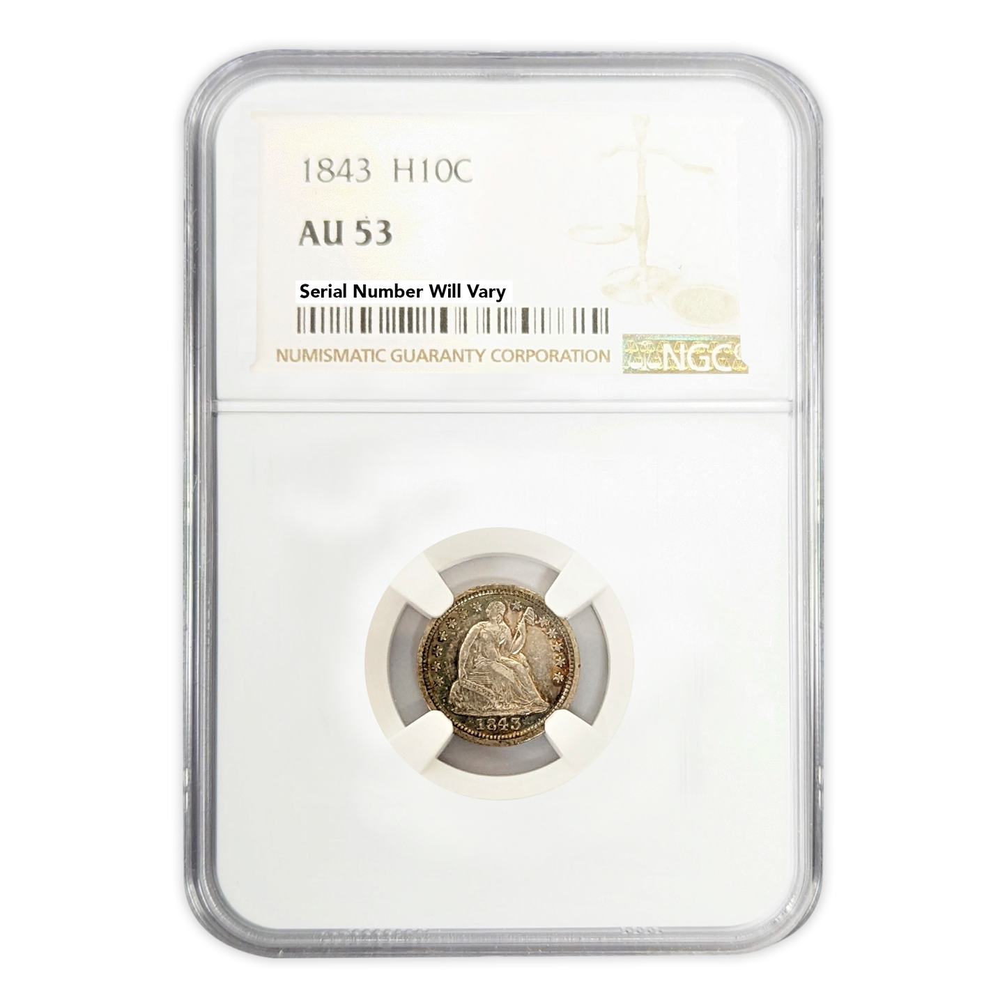 1843 Half Dime NGC AU53 Philadelphia