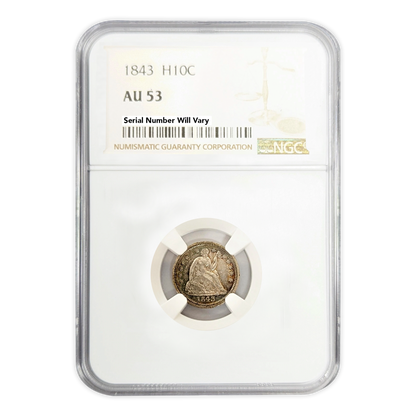1843 Half Dime NGC AU53 Philadelphia