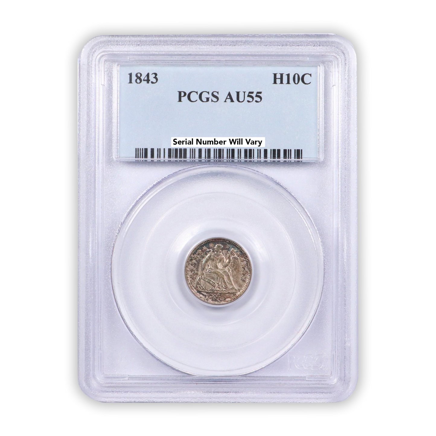 1843 Seated Liberty Half Dime - Philadelphia PCGS AU55