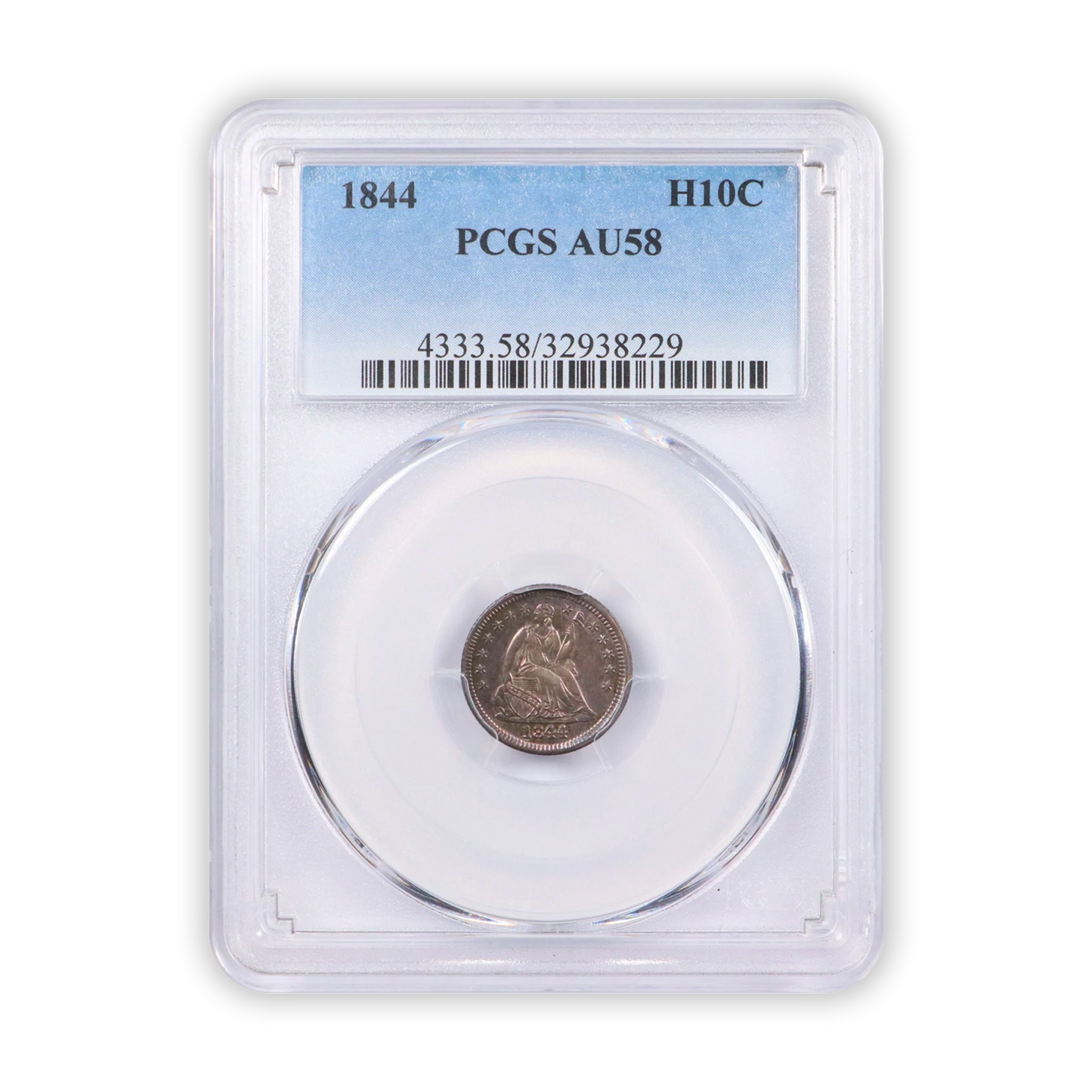 1844 Seated Liberty Half Dime - PCGS AU58