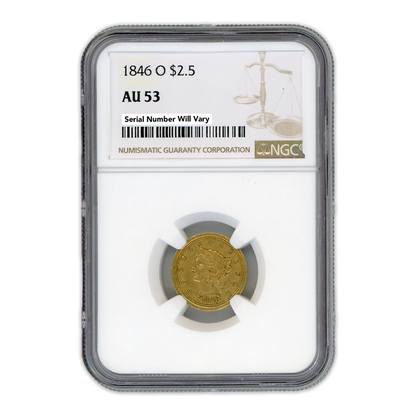 1846 $2.5 Gold Liberty Head NGC AU53
