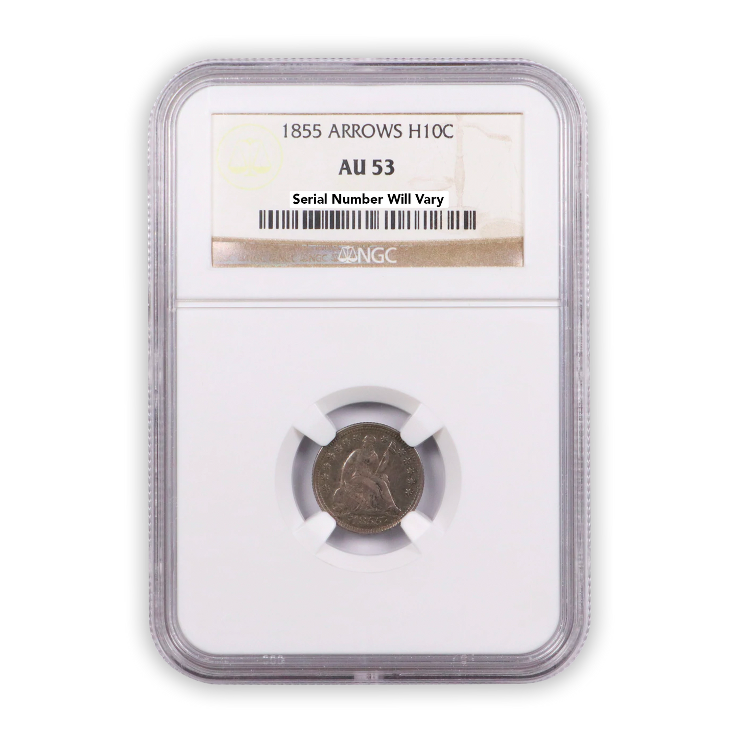 1855 With Arrows Seated Liberty Half Dime PCGS AU53