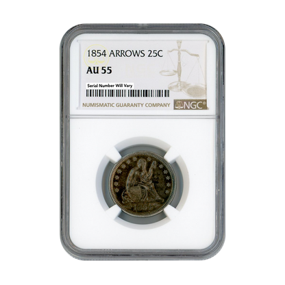 1854 Seated Liberty Quarter - Arrows - NGC AU55