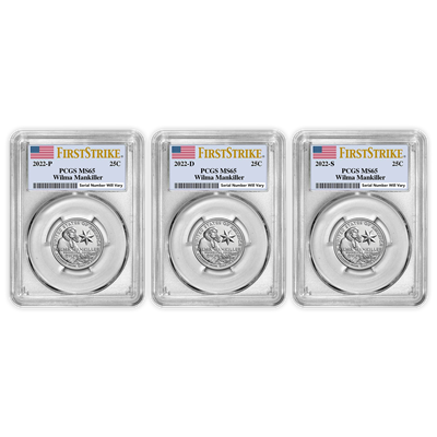 2022 American Women Quarter P/D/S 3 pc Set - Wilma Mankiller PCGS MS65 First Strike