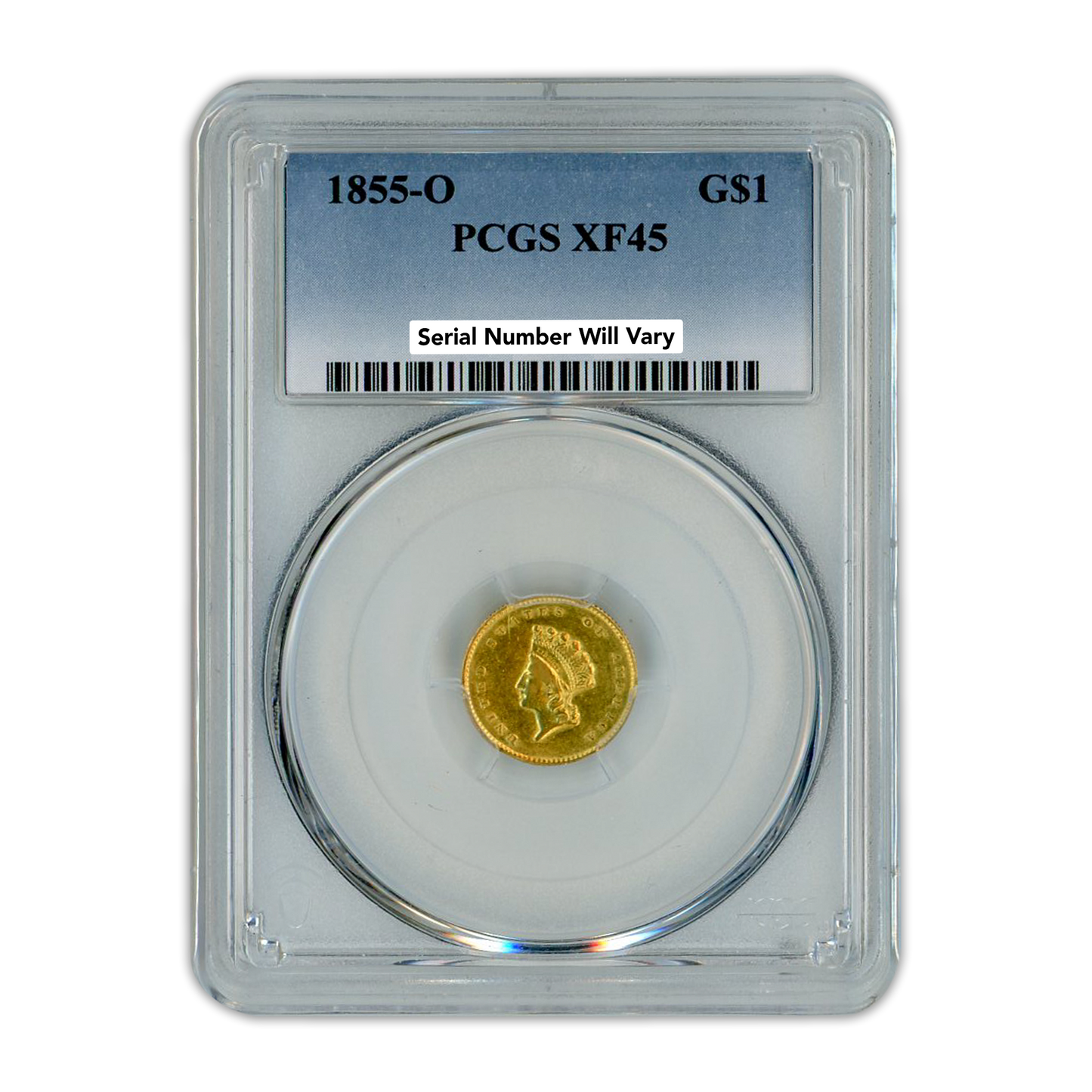 1855 O Gold Liberty Head Dollar - PCGS XF45