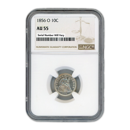 1856 O Seated Liberty Dime - NGC AU55