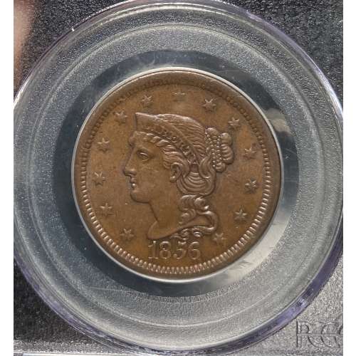 1856 Braided Hair Large Cent - Slanted 5 - PCGS MS64 BN