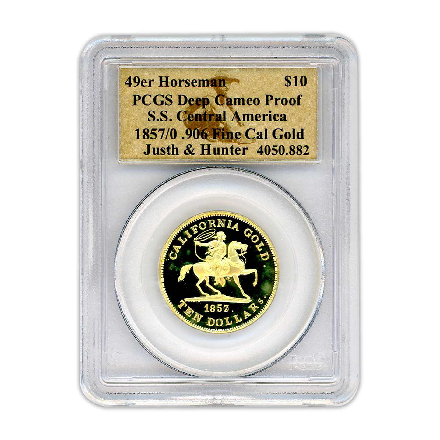 1857/0 $10 Gold Horseman Restrike Deep Cameo Proof PCGS