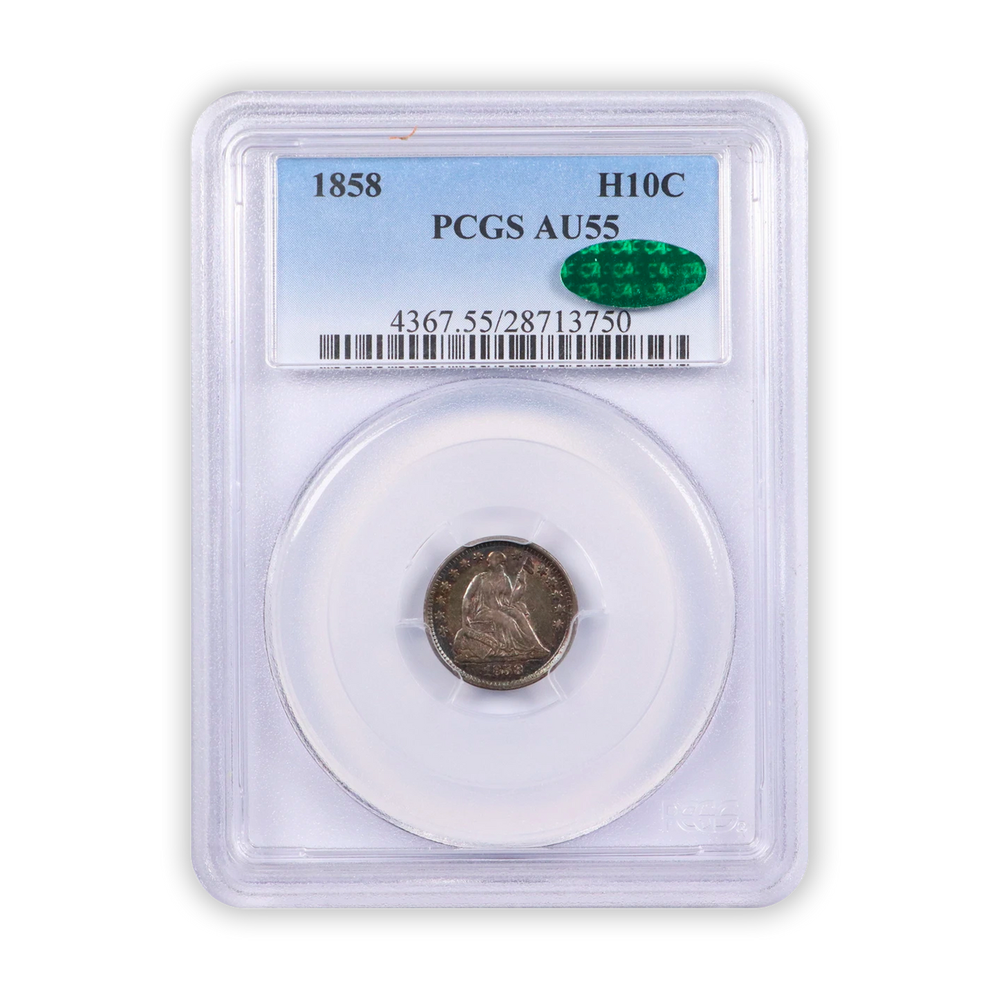 1858 Seated Liberty Half Dime - PCGS AU55 CAC