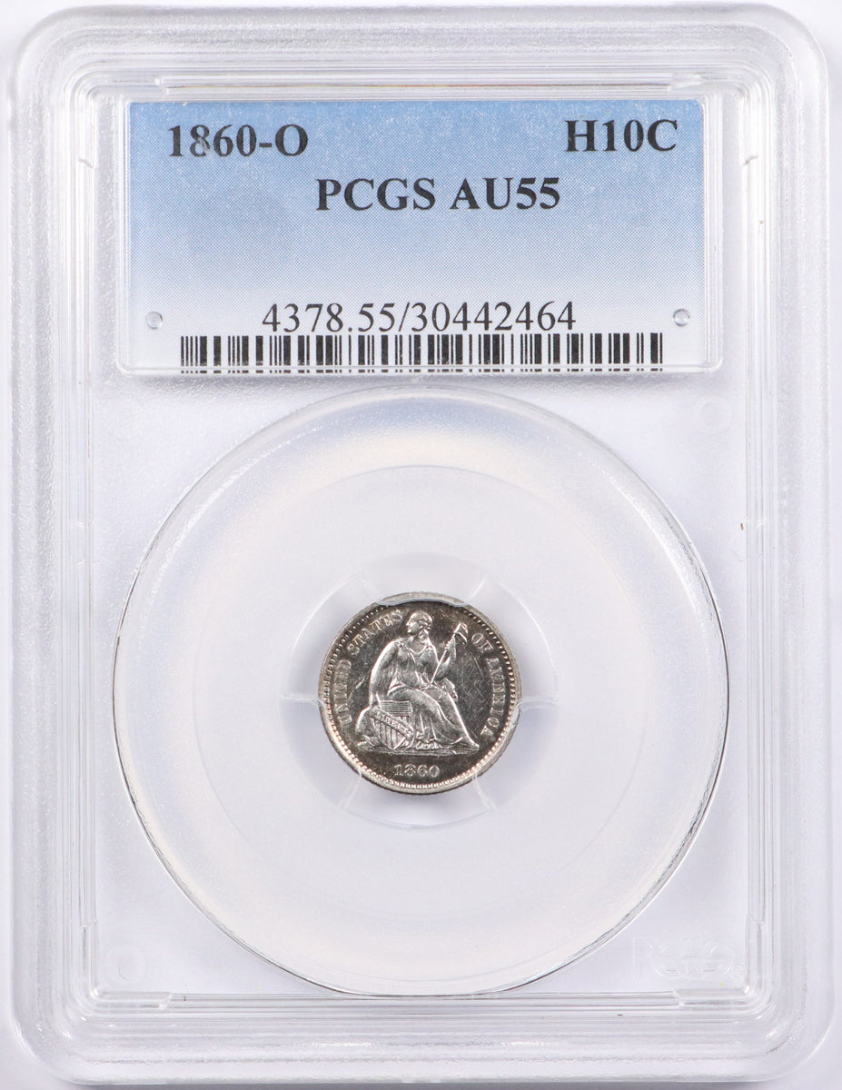 1860 -O Seated Liberty Half Dime - New Orleans PCGS AU55
