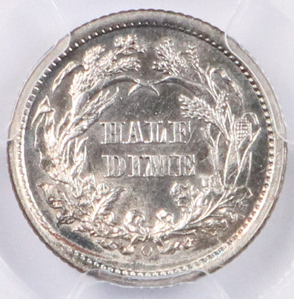 1860 -O Seated Liberty Half Dime - New Orleans PCGS AU55