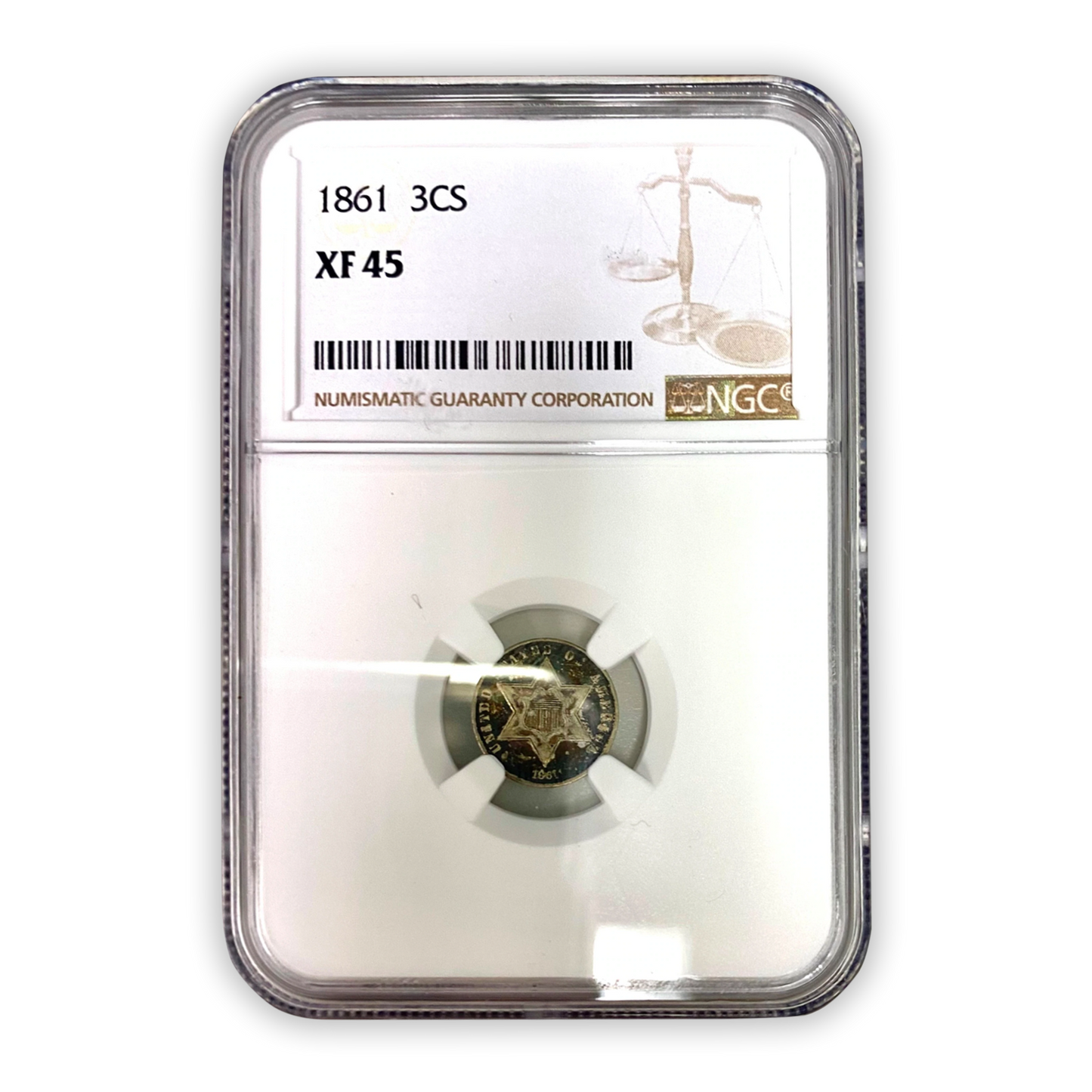 1861 3 Cent Silver - NGC XF45 Philidelphia