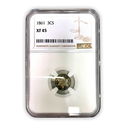 1861 3 Cent Silver - NGC XF45 Philidelphia