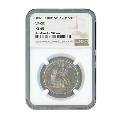 1861 O 50C Bud Speared - NGC XF 45 VP 001