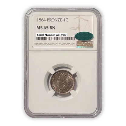 1864 Indian Cent Philadelphia - NGC MS65 BN CAC