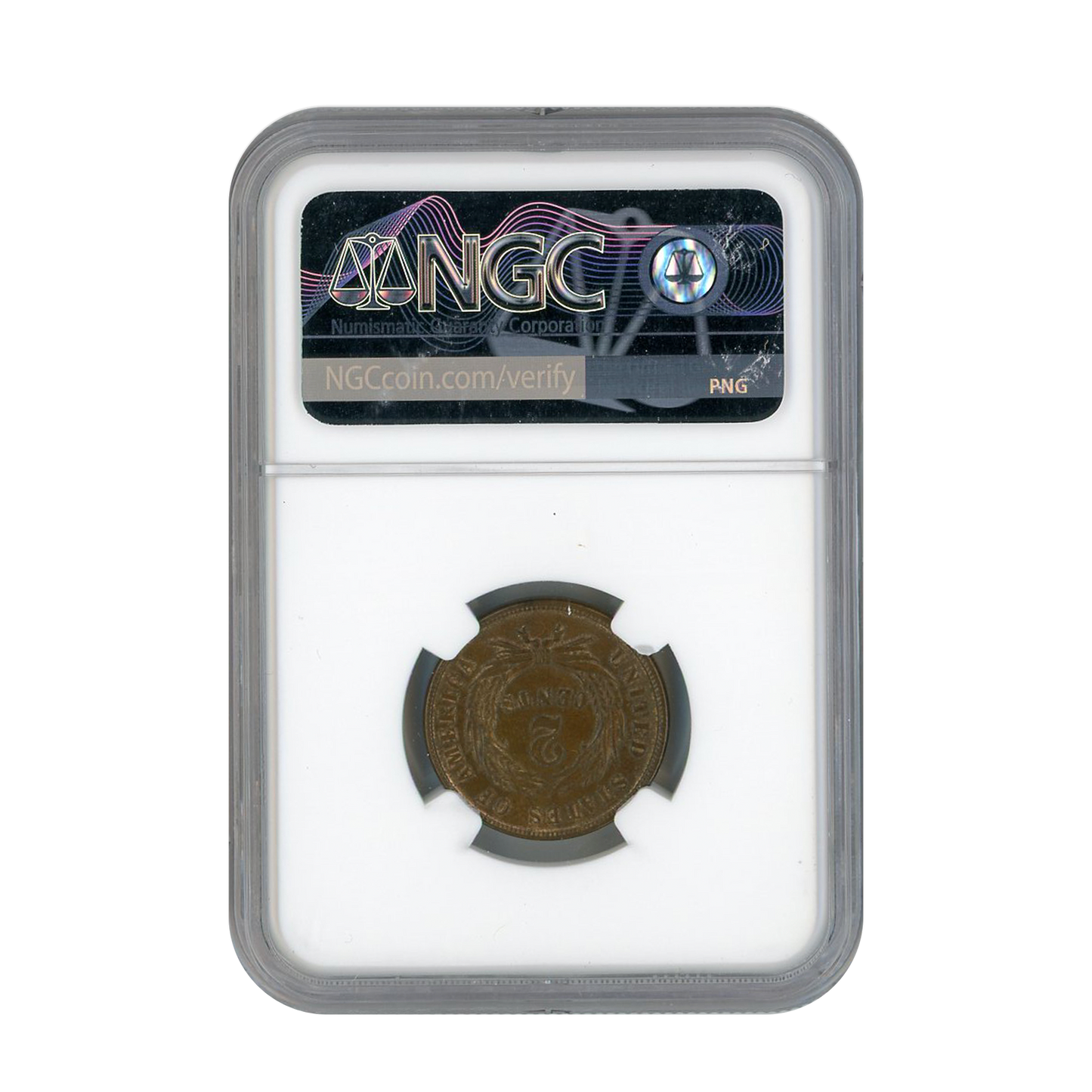 1864 Two Cent Piece Large Motto - NGC MS62 BN