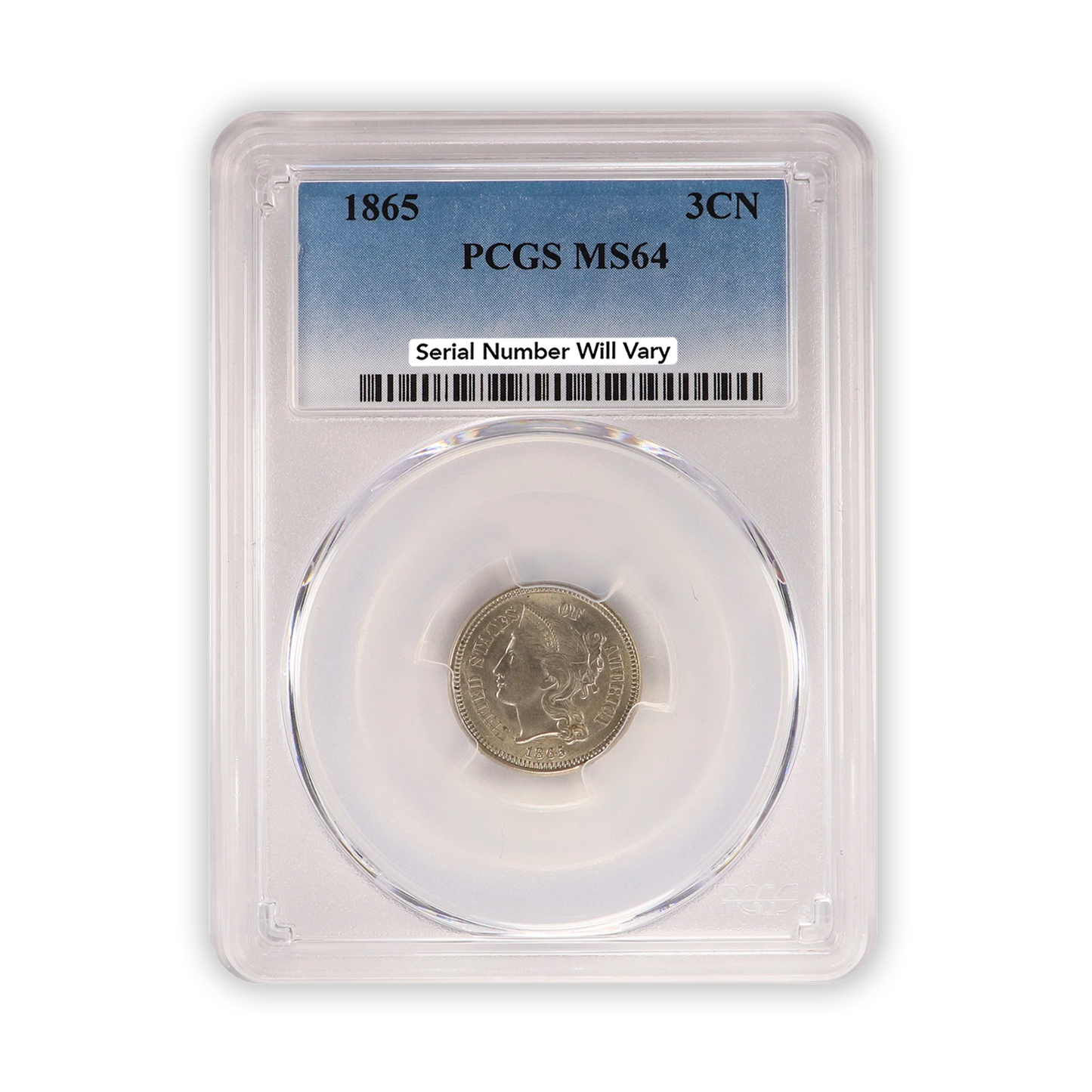 1865 Three Cent Nickel - PCGS MS64