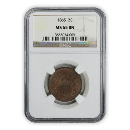 1865 Two Cent Piece - NGC MS65 BN
