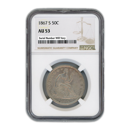1867 S Seated Liberty Half Dollar - NGC AU53