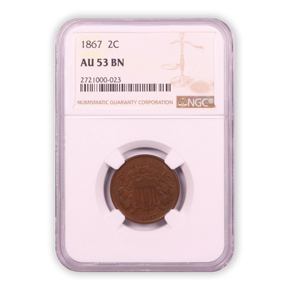 1867 Two Cent Piece - NGC AU53 BN