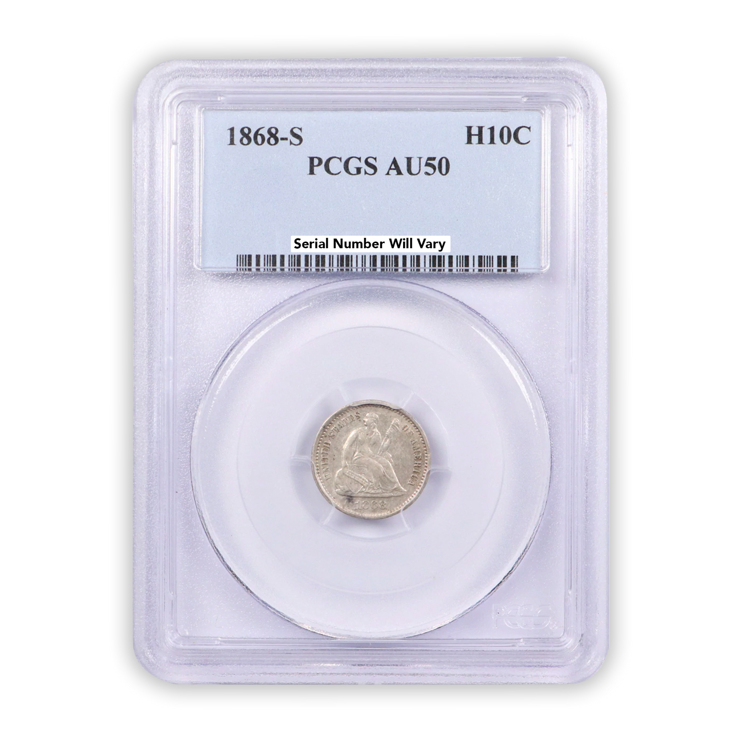 1868 S Seated Liberty Half Dime PCGS AU50
