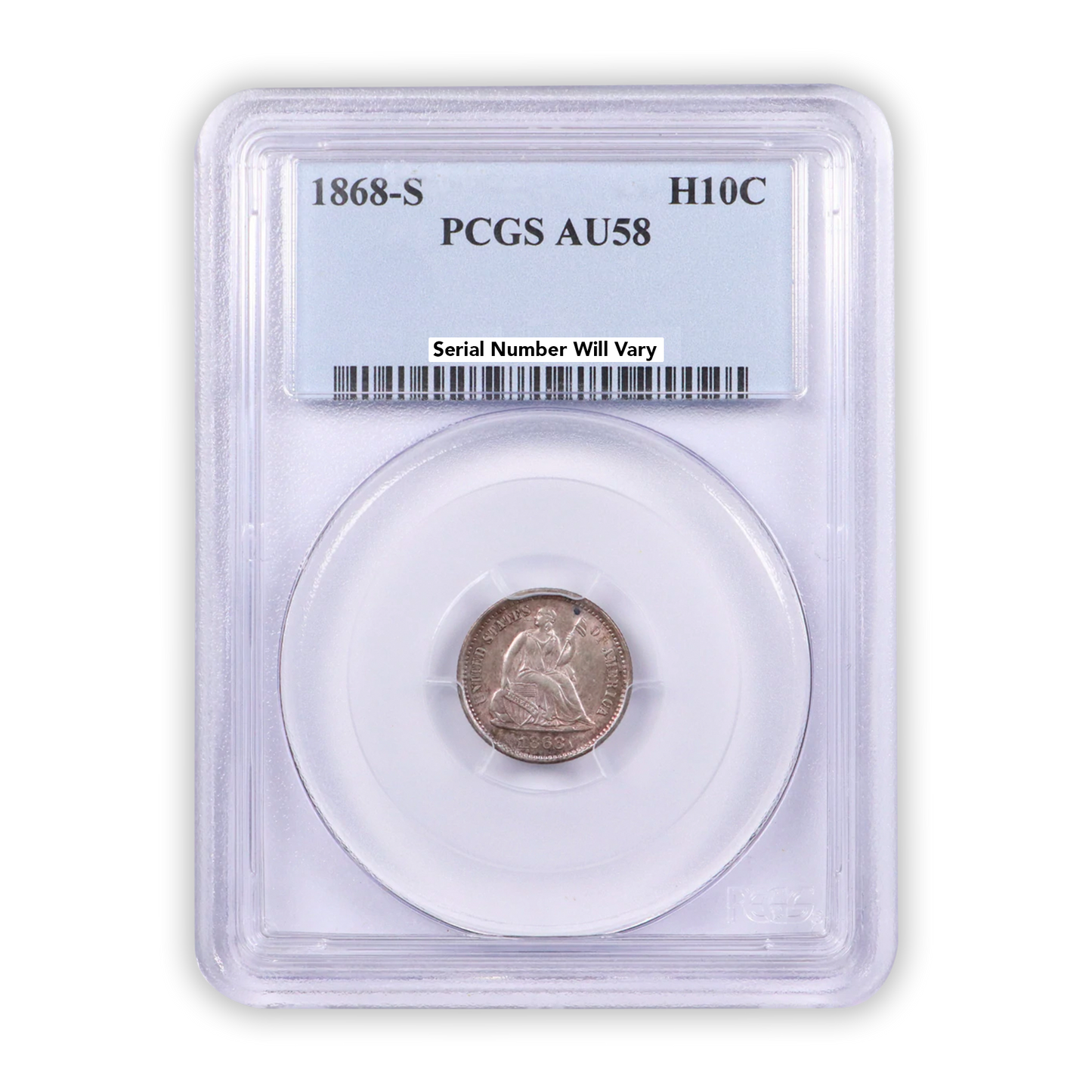 1868 S Seated Liberty Half Dime PCGS AU58