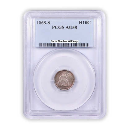 1868 S Seated Liberty Half Dime PCGS AU58