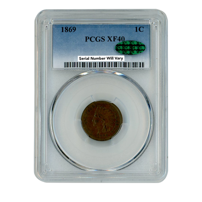 1869 Indian Cent - PCGS XF40 CAC Label