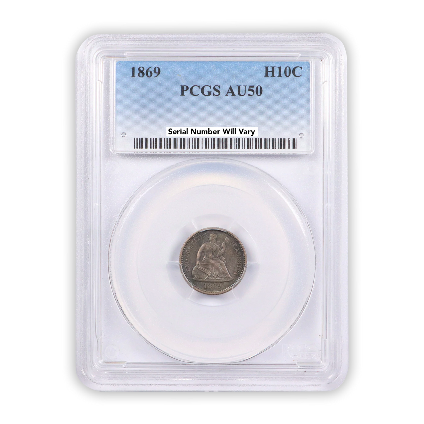 1869 Philadelphia Seated Liberty Half Dime PCGS AU50
