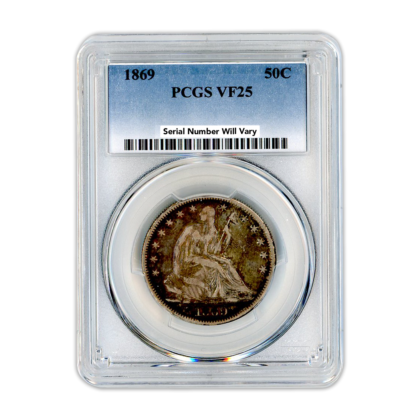 1869 Seated Liberty Half Dollar PCGS VF25