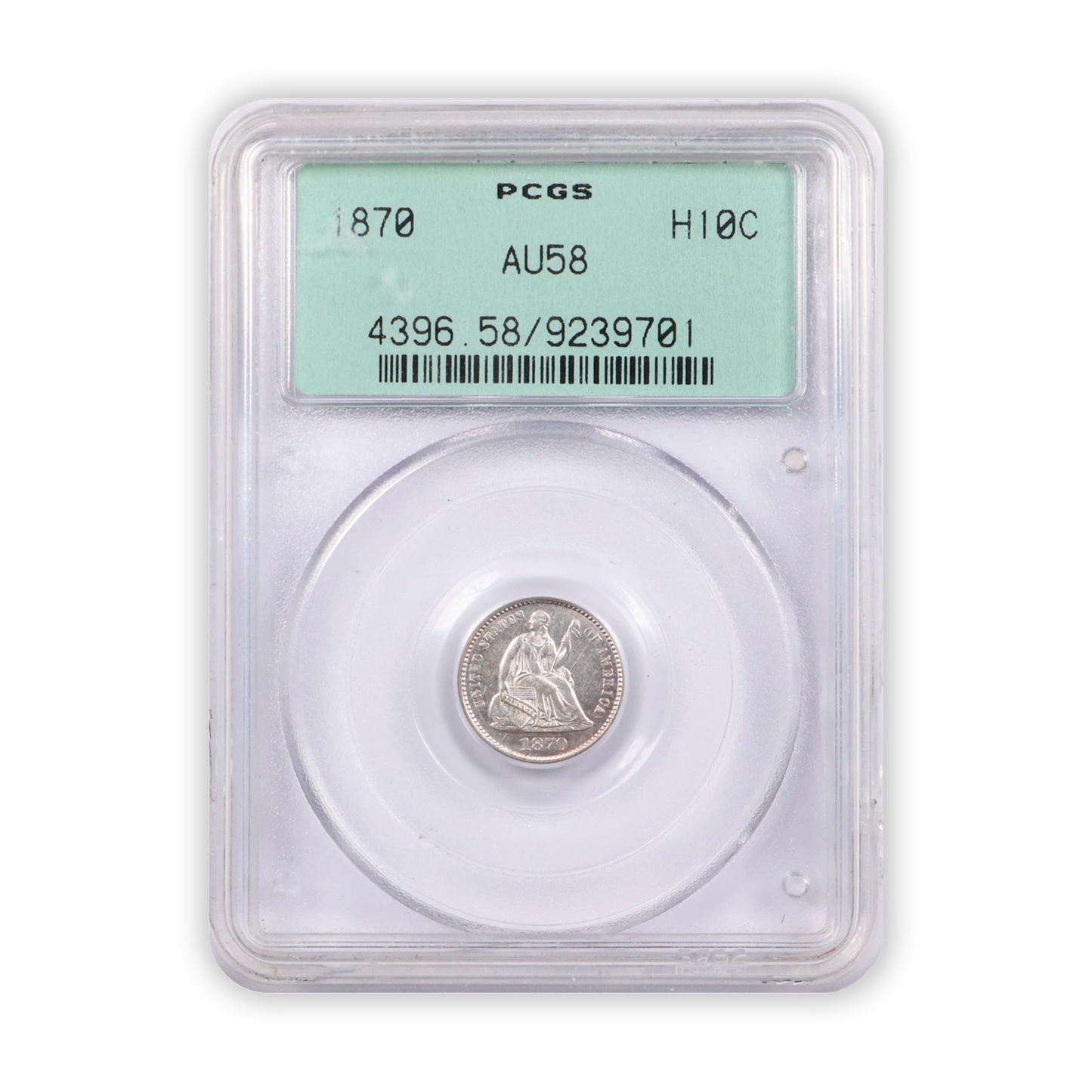1870 Seated Liberty Half Dime - PCGS AU58