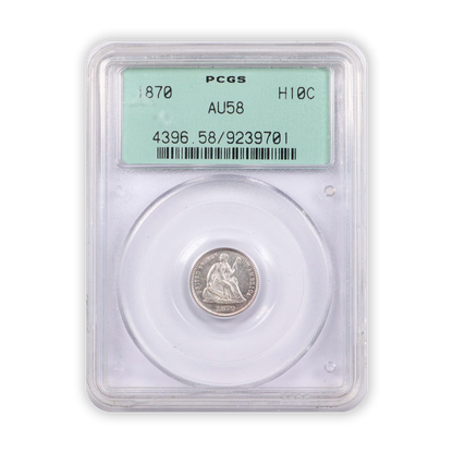 1870 Seated Liberty Half Dime - PCGS AU58