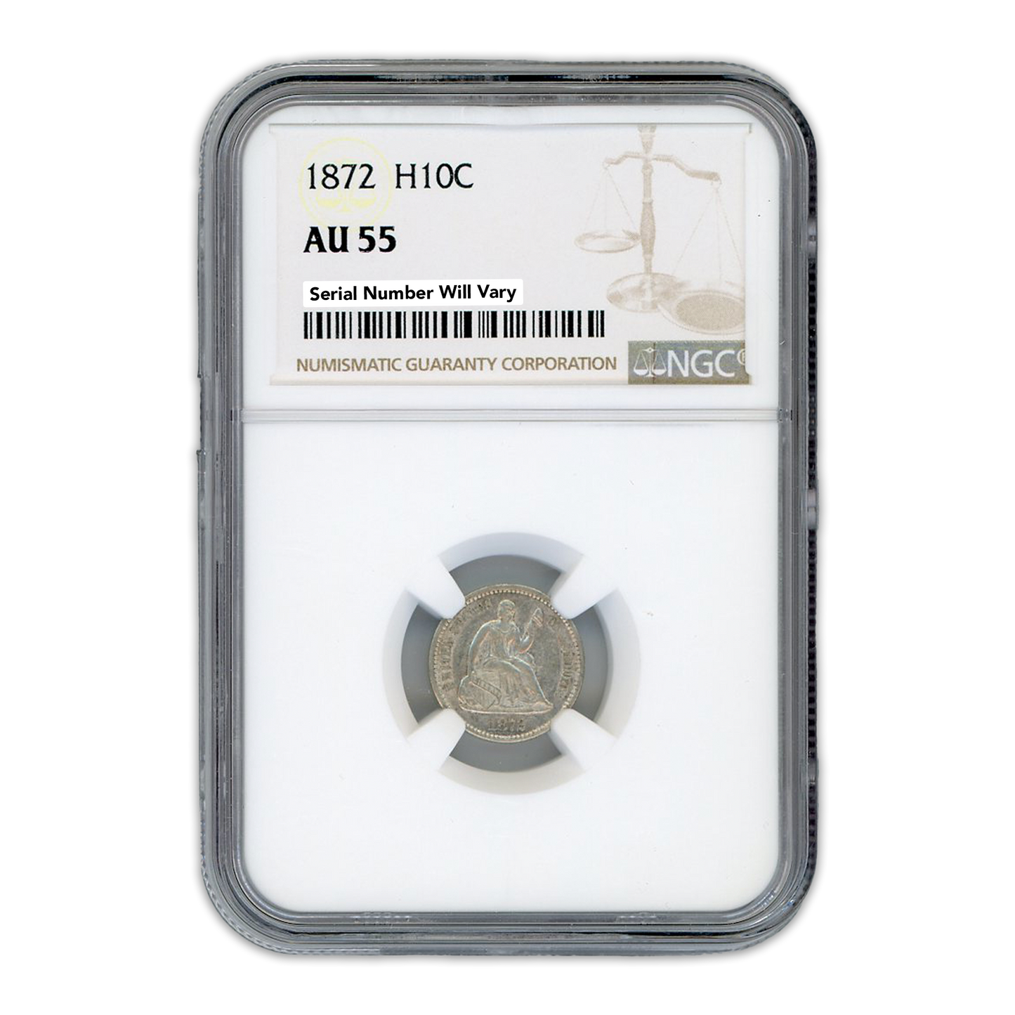 1872 Half Dime NGC AU55