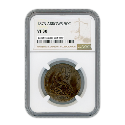 1873 Seated Liberty Half Dollar Philadelphia Arrows - NGC VF30