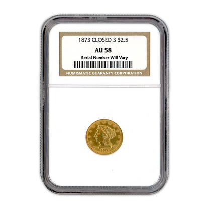 1873 $2.5 Gold Liberty Head Closed 3 - NGC AU58