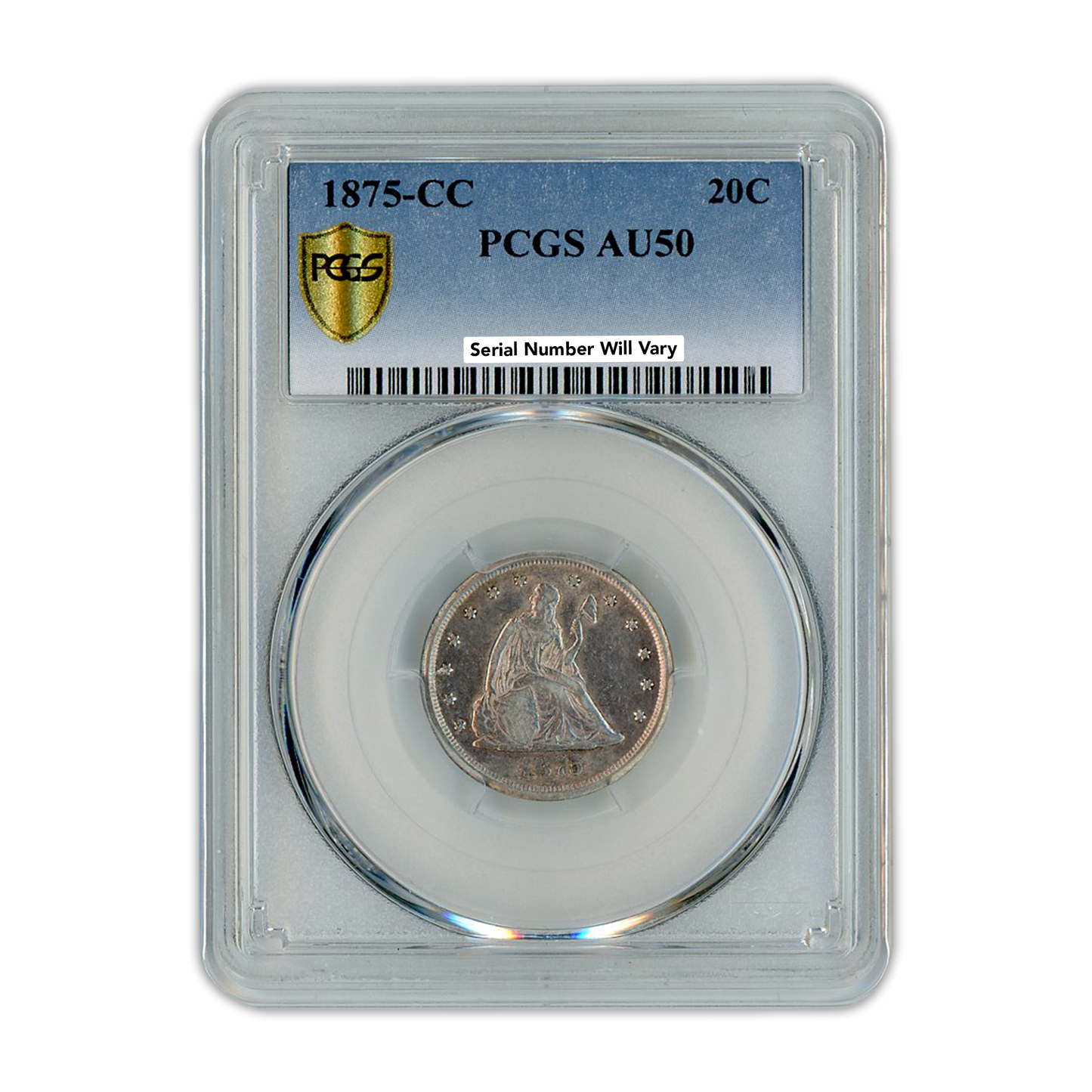 1875-CC Seated Liberty 20 Cent PCGS AU50