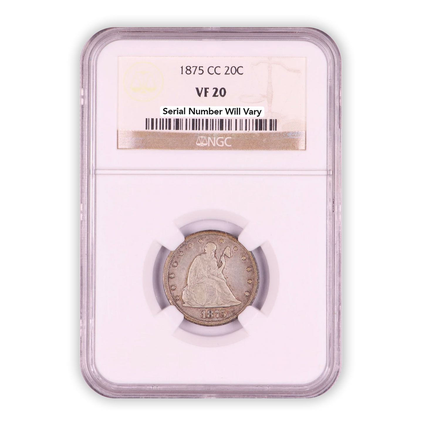 1875 CC Seated Liberty Quarter Carson City - NGC VF20