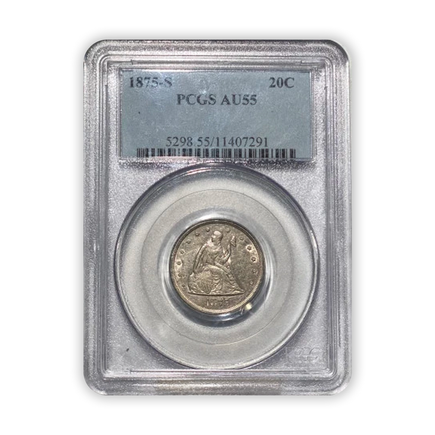 1875 S Seated Liberty Quarter San Francisco - PCGS AU55