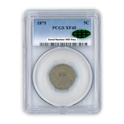 1875 Shield Nickel PCGS XF40 CAC Label