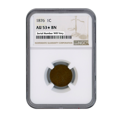 1876 Indian Cent - NGC AU53 Star BN