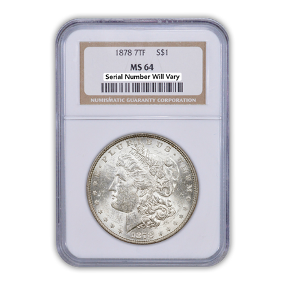 1878 Morgan Silver Dollar Philadelphia 7 Tail Feathers Rev 78 - NGC MS64