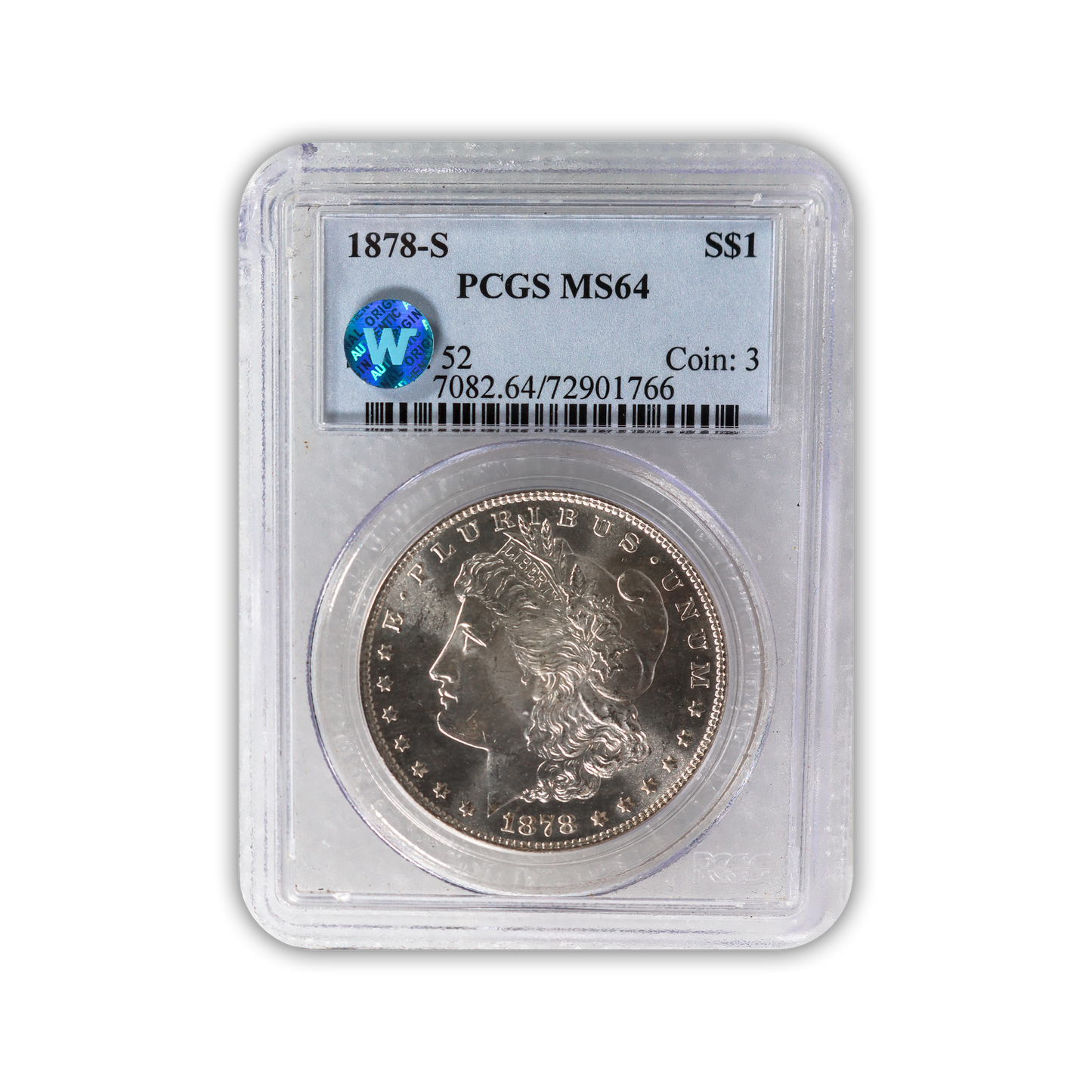 1878 Morgan Silver Dollar San Francisco - PCGS MS64 Sight White