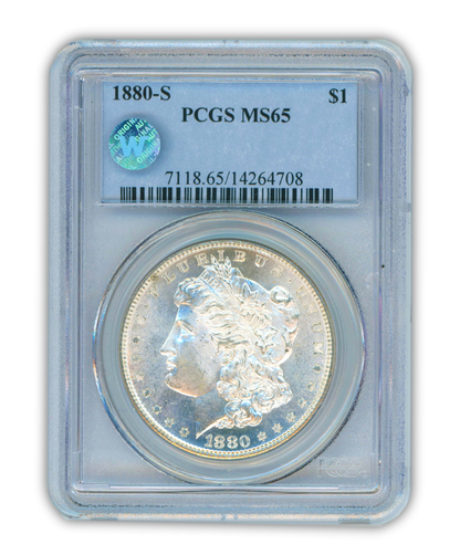 1880 Morgan Silver Dollar San Francisco - PCGS MS65 Sight White
