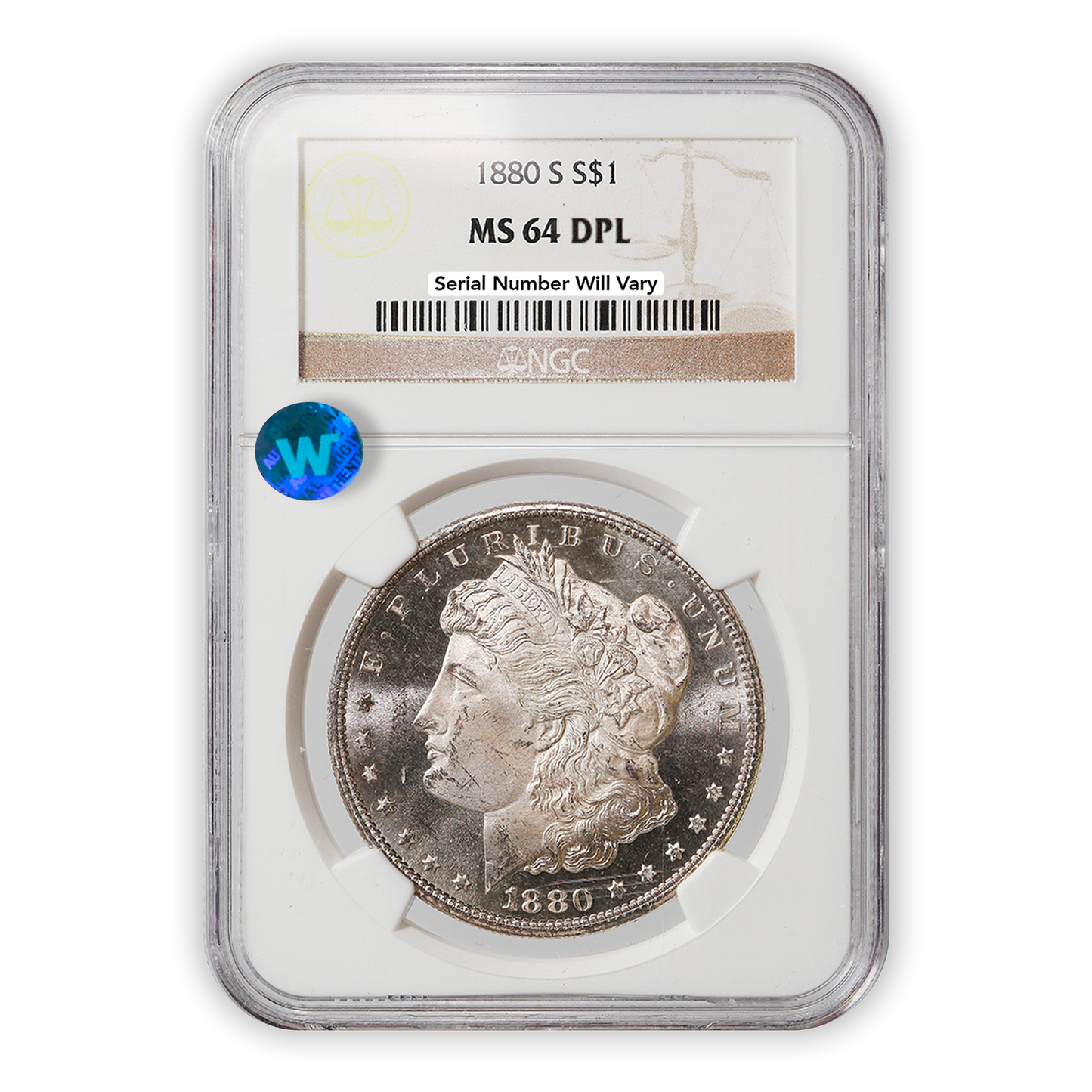 1880 S Morgan Silver Dollar San Francisco - NGC MS64 DPL Sight White