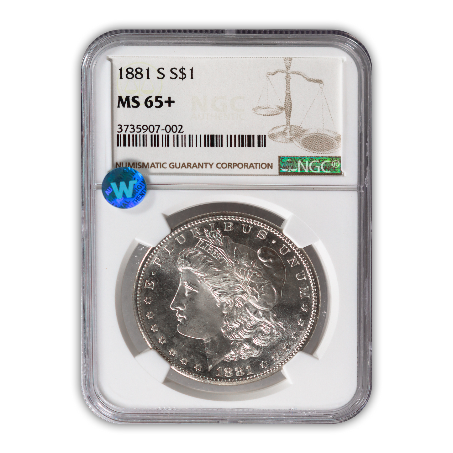 1881 Morgan Silver Dollar San Francisco - NGC MS65+ Sight White